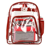 K-Cliffs Unisex Heavy Duty Clear PVC Transparent Backpack in Red, Teen-Adult