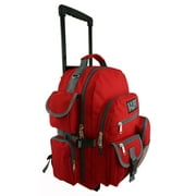 K-Cliffs Unisex Heavy Duty Clear Rolling Backpack ,Wheeled School Backpack Book Bag Daypack with Multiple Pockets, Red, Teen-Adult, PVC