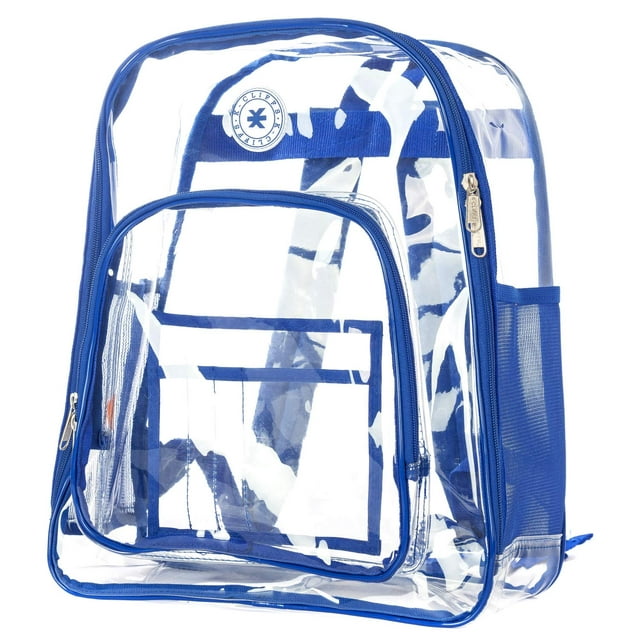K-Cliffs Unisex Heavy Duty Clear School Backpack See Through PVC Work Security Bag,  Workbag Royal Blue