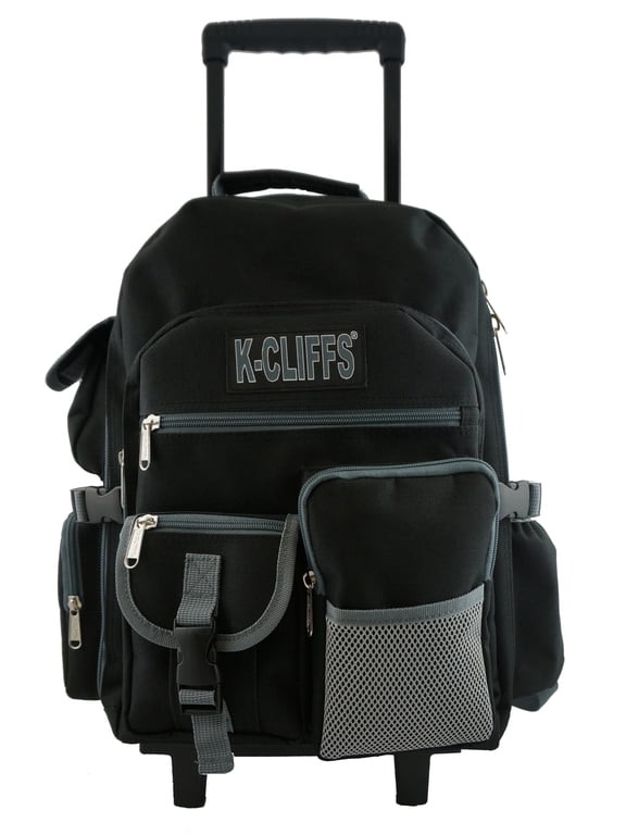 Unisex Heavy Duty Large Rolling School Backpack with Wheels in Black