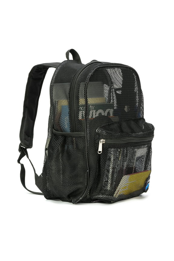 Unisex Mesh School Backpack , gym bag, daypack in Black