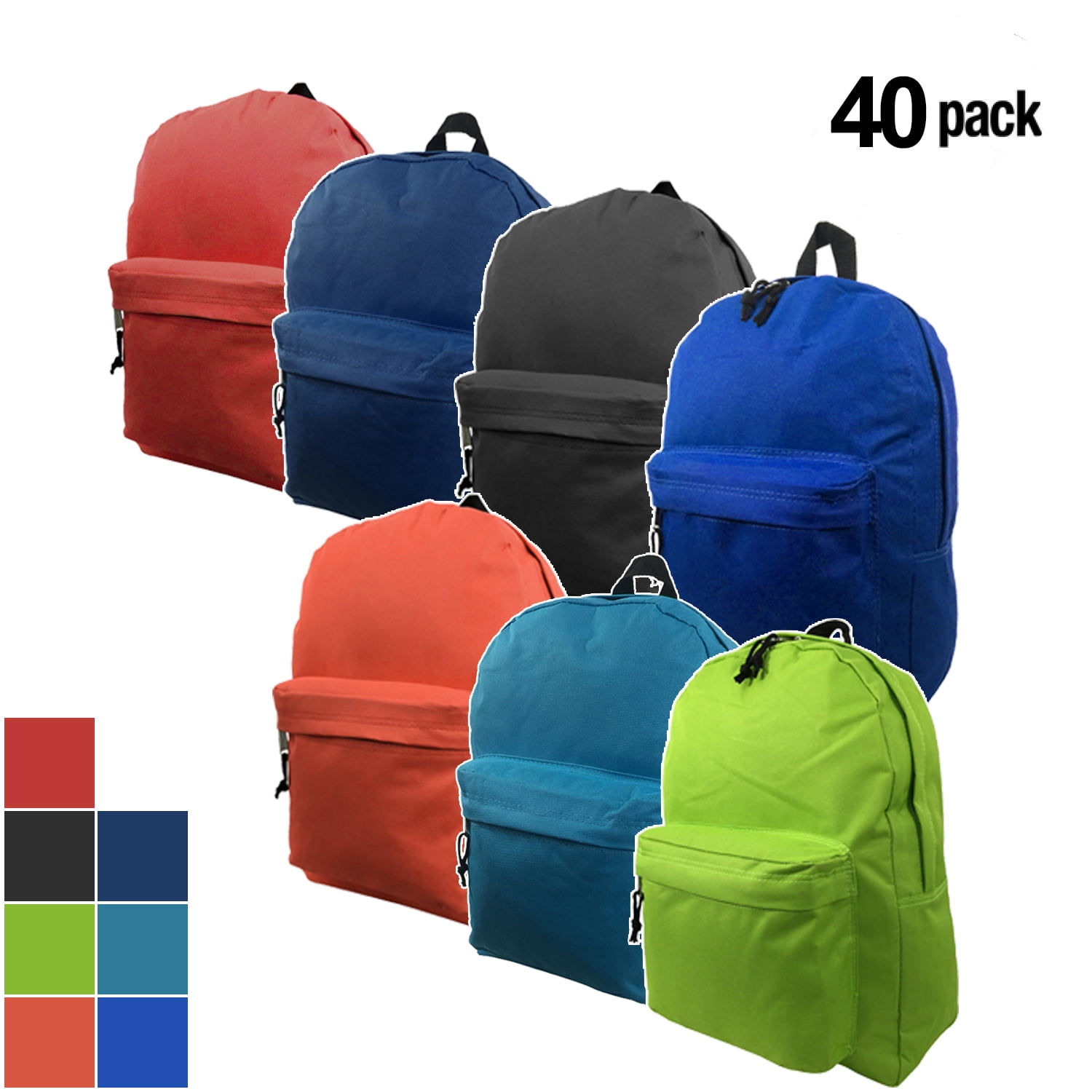 K-Cliffs Unisex Pack of 40 Classic 16" School Backpacks, Multi-Color, Polyester