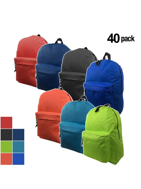 Unisex Pack of 40 Classic 16" School Backpacks, Multi-Color, Polyester