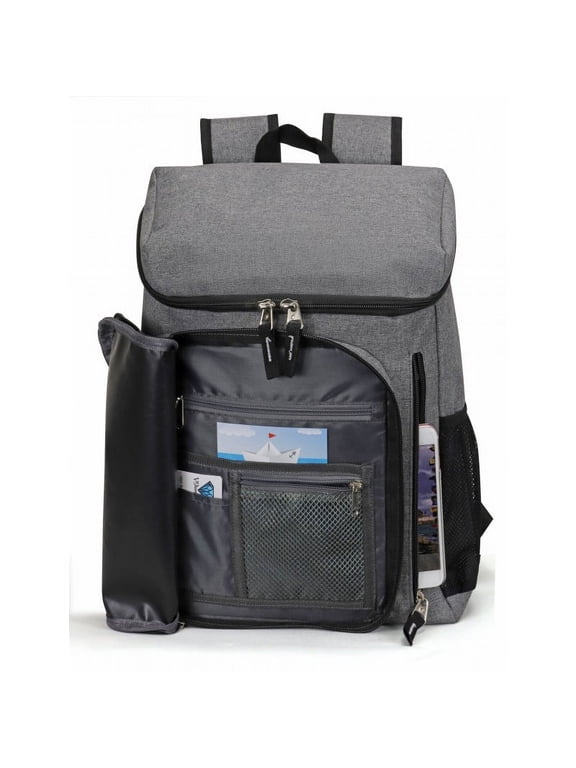 Unisex School Backpack, Casual Zipper Top Laptop Bag Travel Daypack , Light Grey, Polyester