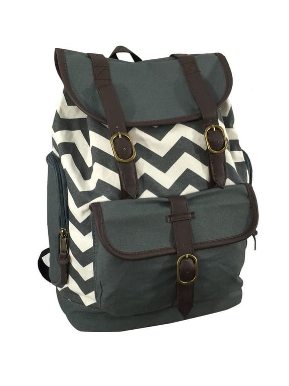 Canvas Laptop Bookbag Vintage Cotton Canvas Daypack Casual Canvas Laptop Backpack Pattern Printed College Student Canvas School Backpack Fit 15 inch Laptop MacBook Chrome Book Ipad Travel Bag Chevron