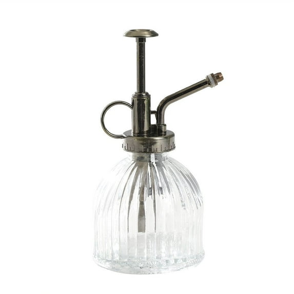 K-Cliffs Vintage Style Glass Bottle Sprayer, Decorative Ribbed Plant Mister With Top Pump Clear