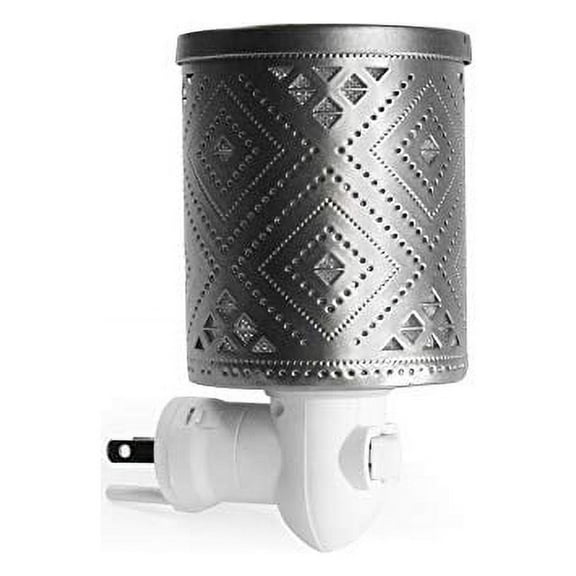 K-Cliffs Vintage Tribal Pattern Chrome Plug-in Fragrance Warmer Diffuser for Scented Wax Cubes & Essential Oils, Silver