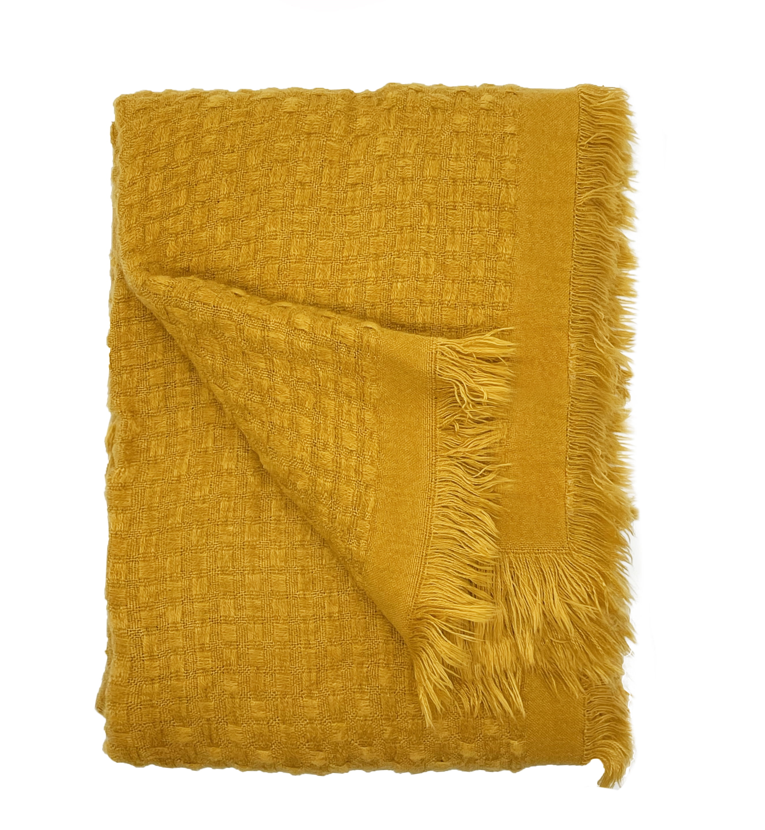 KCliffs Waffle Weave Solid Lightweight Throw Blanket with Fringe 50" W