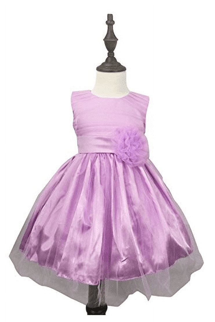 K-Cliffs Wedding Pageant Flower Girl Dress Bow Tie Sash Satin Skirt, Purple 130