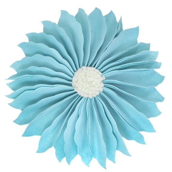 K-Cliffs Whimsical 16" Handmade 3D Flower Round Decorative Throw Pillow - Aqua