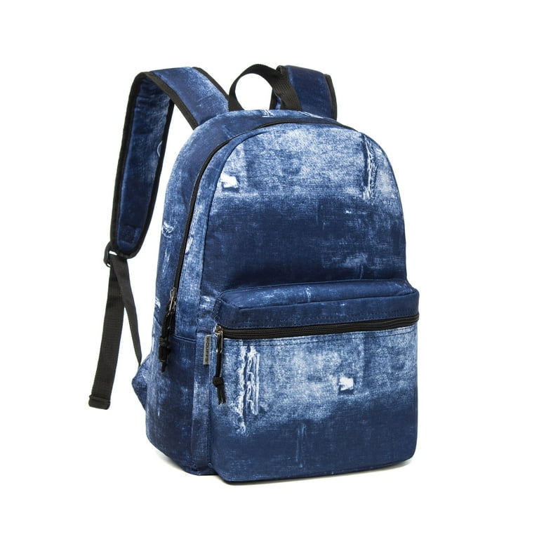K cliffs Wholesale 18 inch Classic Backpack Daypack with Laptop or Tablet Compartment 25pcs Denim Jean Kids Unisex Size Standard Size