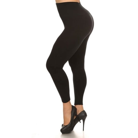 K-Cliffs Women's Feminine Full Length Seamless Fleece Leggings, Plus Size/One Size (Usually fits sizes 12-16), Black