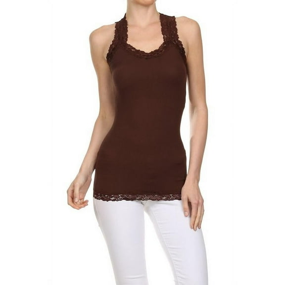 K-Cliffs Women's/Juniors' V-Neck Racer Back Tank with Lace Strap, One-Size