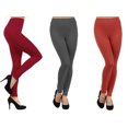 thumbnail image 1 of K-Cliffs Women's One Size Seamless Fleece Lined Leggings 2" Waistband, 3 Color Pack (Warm Red, Charcoal, Copper), 1 of 11