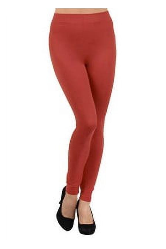Women's One Size Seamless Fleece Lined Leggings 2" Waistband (Copper)