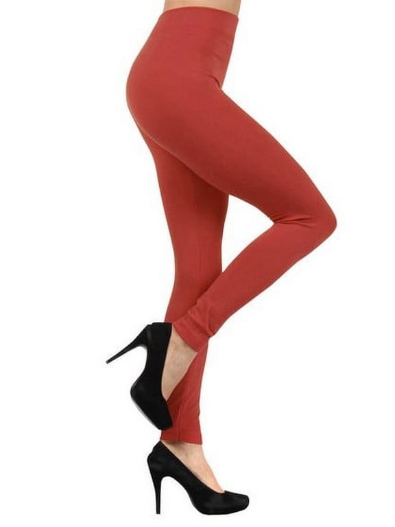Women's One-Size Solid Color Seamless Fleece Lined Legging, Copper