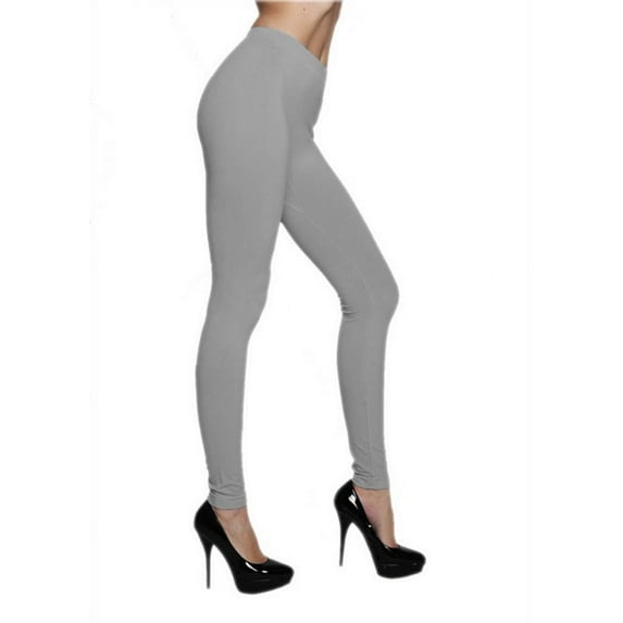 K-Cliffs Women's One Size Solid Color Seamless Legging w/ 3" Waistband, Metal Grey
