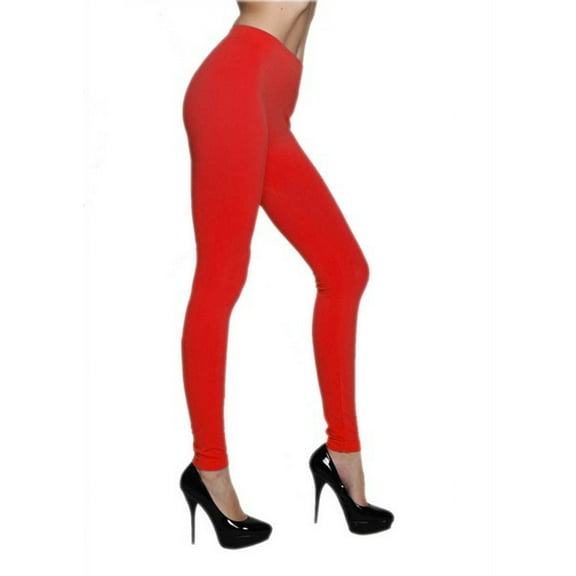 K-Cliffs Women's One Size Solid Color Seamless Leggings w/ 3" Waistband, Red, 95% Polyester, 5% Spandex