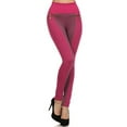 thumbnail image 1 of K-Cliffs Women's One Size casual Two-Tone 4" High Rise Leggings with Double Zipper, Fuchsia, 95% Polyester, 5% Spandex, 1 of 4