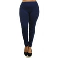 thumbnail image 1 of K-Cliffs Women's Plus One Size Solid Color Seamless Fleece Lined Legging, Navy, 1 of 5