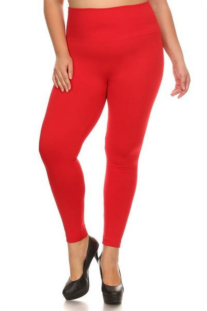 K-Cliffs Women's Plus Size Seamless Fleece Leggings, Size (Usually Fits Sizes 12-16), Red 95% Polyester 5% Spandex