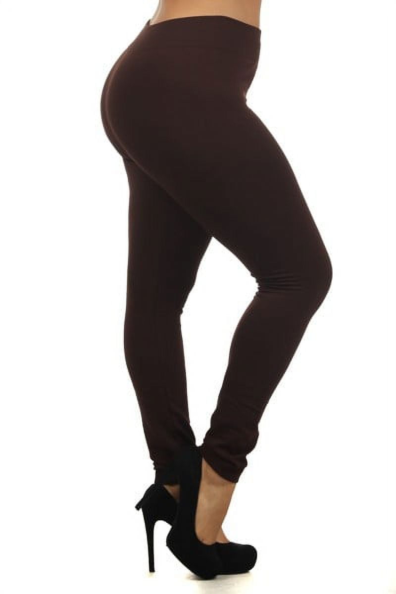 K-Cliffs Women's Plus Size Seamless Fleece Lined Leggings, Coffee, 95% Polyester, 5% Spandex
