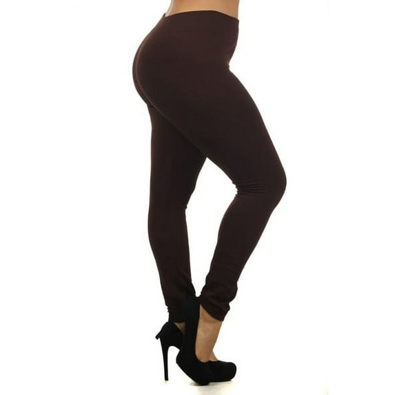 K-Cliffs Women's Plus Size Seamless Fleece Lined Leggings, Coffee, 95% Polyester, 5% Spandex
