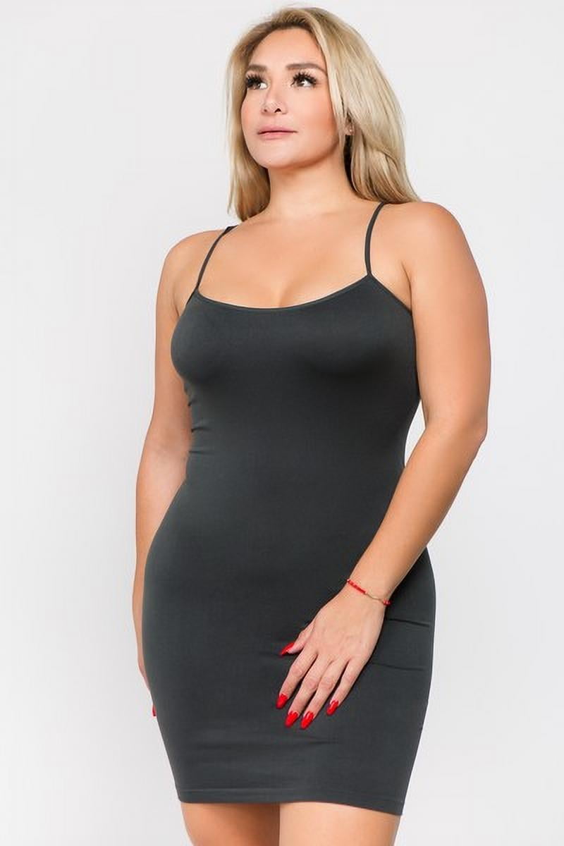 Dropship Plus Size Solid Color Mini Tank Dress; Women's Plus Slight Stretch  Casual Tank Dress Women to Sell Online at a Lower Price