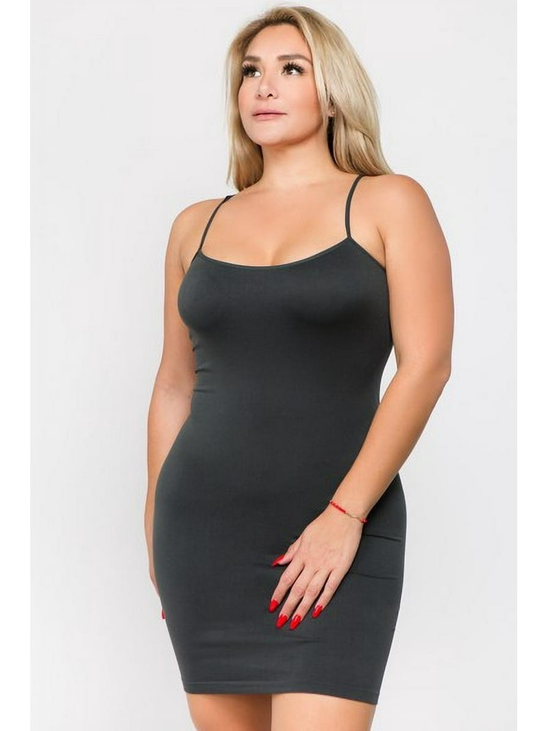 K-Cliffs Plus Size Seamless Spaghetti Straps Cami Slip