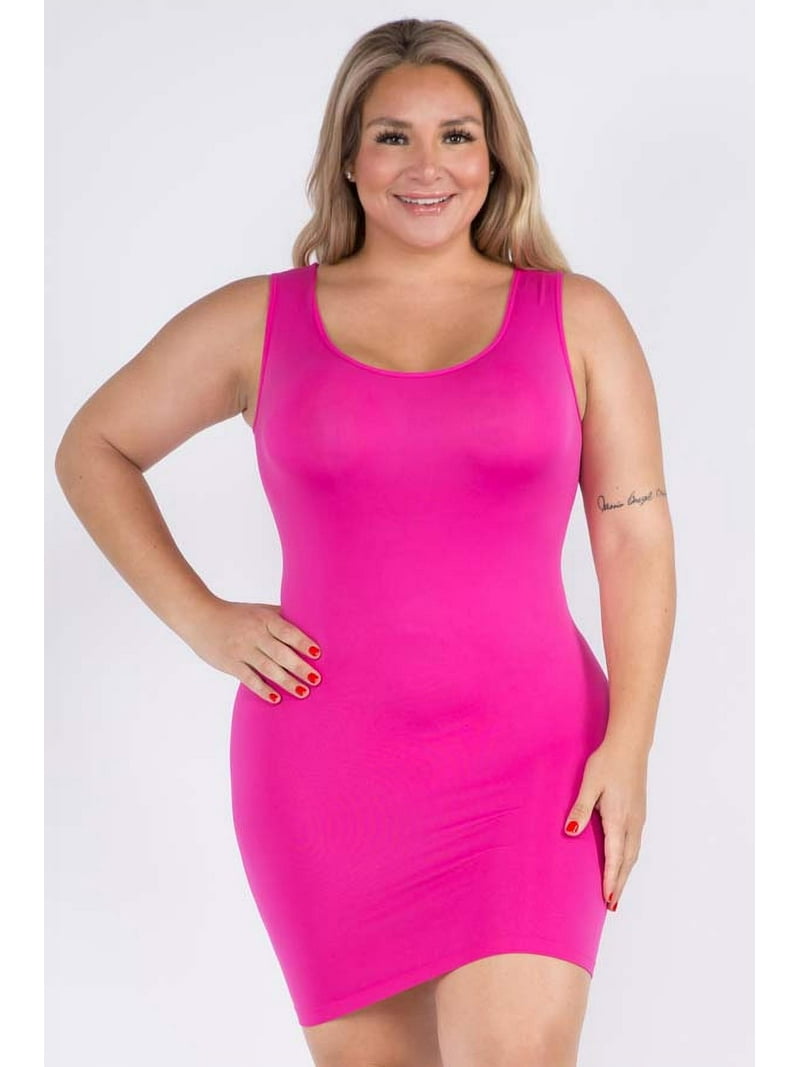 K-cliffs Women's Plus Size Traditional Ribbed Bodycon Stretch Tank Dress, Color; Fuchsia, Size: Plus Size/One size, Pink K-cliffs Women's Plus Size Traditional Ribbed Bodycon Stretch Tank Dress, Color; Fuchsia, Size: Plus Size/One size, Pink