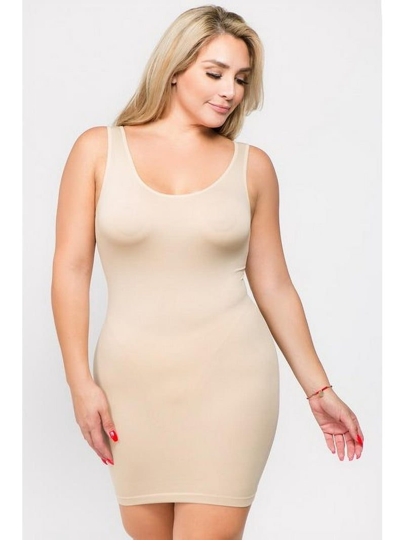 K-cliffs Women's Plus Size Traditional Ribbed Bodycon Stretch Tank Dress, Ivory, 95% Polyester 5% Spandex, Size: Plus size/One size, White K-cliffs Women's Plus Size Traditional Ribbed Bodycon Stretch Tank Dress, Ivory, 95% Polyester 5% Spandex, Size: Plus size/One size, White