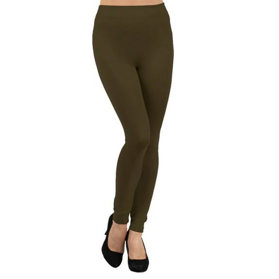 K-Cliffs Women's Seamless Fleece Lined Legging, Army Green, One Size 95% Polyester, 5% Spandex