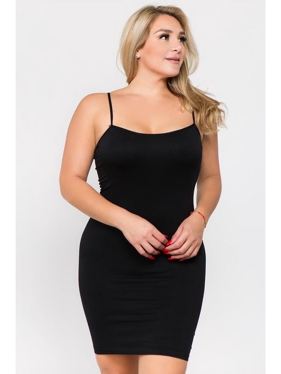 Women's Seamless Spaghetti Strap Cami Slip Dress, One Plus Size