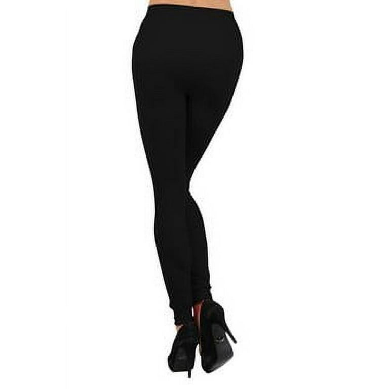 K Cliffs Womens One Size Casual Solid Color Seamless Fleece Leggings 95 Polyester 5 Spandex Blk