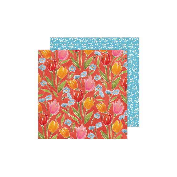 K&Company Antique Garden Double-Sided Paper 12"x12"-Tulips