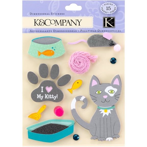 K & Co Dimensional Stickers-Kitty Love