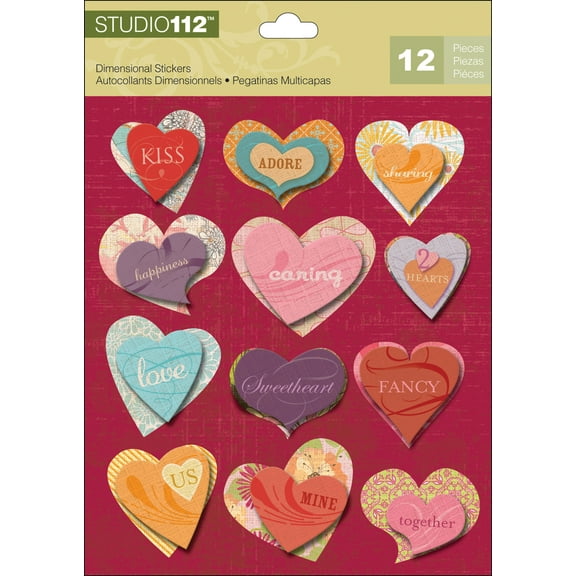 Studio 112 Dimensional Stickers-Hearts