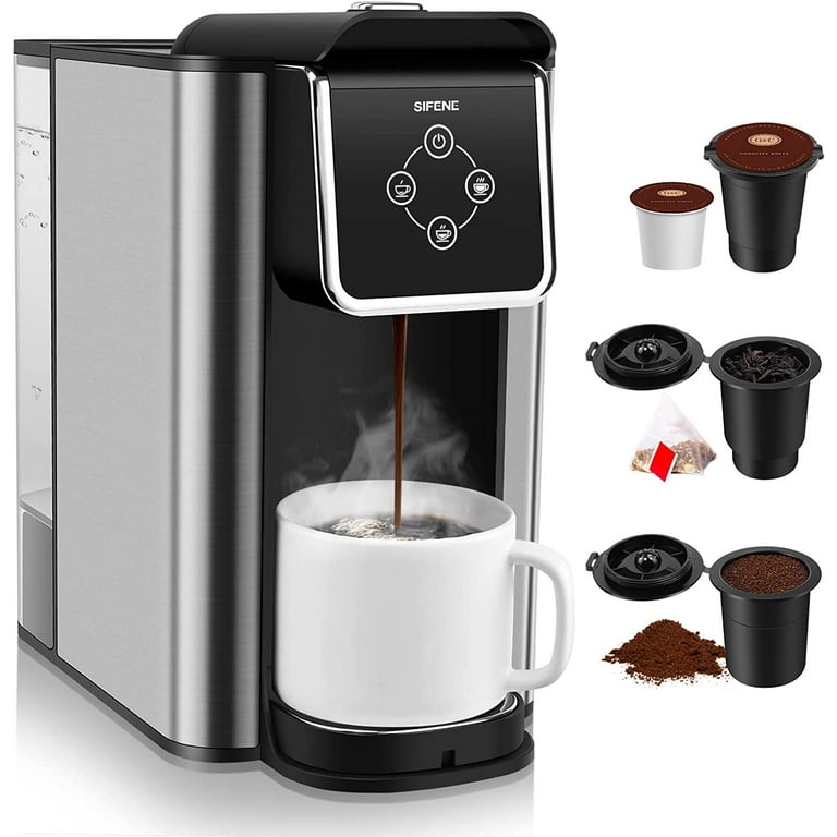 K Cup Coffee Maker, Sifene 3 in 1 Single Serve Coffee Machine, Pod Coffee  Brewer For Ground Coffee, Capsule pod, Leaf Tea maker, 6 to 10 Ounce Cup,  Removable 50 Oz Water Reservoir 
