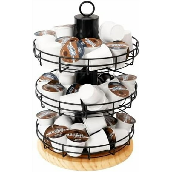K Cup Holder 3-Tier Rotating Coffee Pod Carousel Stand for 75 K-Cups or 90 Nespresso Pods,Coffee Station Oragnizer for Kitchen, Office, Countertop - MK1407A$$Home Decor, Kitchen, & Other