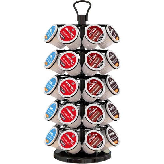 K Cup Holder 40 Pods Capacity, Coffee Storage Organizer Stand | Carousel, 360Rotating Organizer, Easy-Grip Top Handle,Space-Saving for Countertop, Cups Easy Assembly