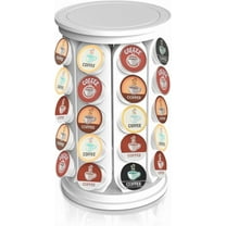 K Cup Holder, Coffee Pod Carousel Organizer K Cup Stand, Compatible with 40 Keurig K-Cup Pods, Large Compacity Coffee Capsule Holder, Home or Office Kitchen Counter Organize (Off-white)