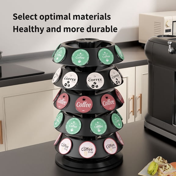 K Cup Holder, Coffee Pod Storage Carousel Stand Compatible with 40 Keurig K-Cup Pods, Home or Office Kitchen Counter Space-Saving Organizer