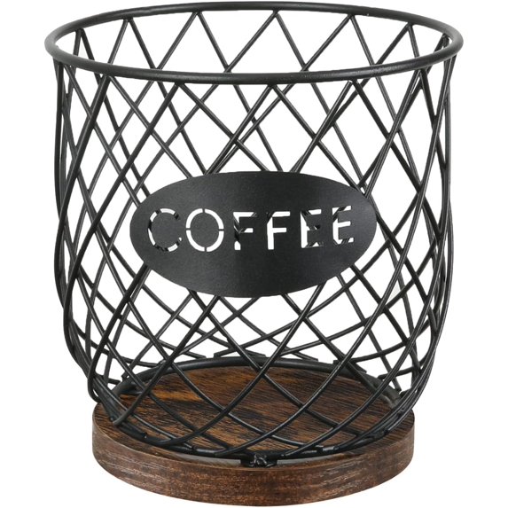 K Cup Holder Organizer, Sturdy Coffee Pod Holder Organizer, 35 Kcup Large Capacity Storage Basket for Kitchen Counter and Office Desktop (Circular Grid)