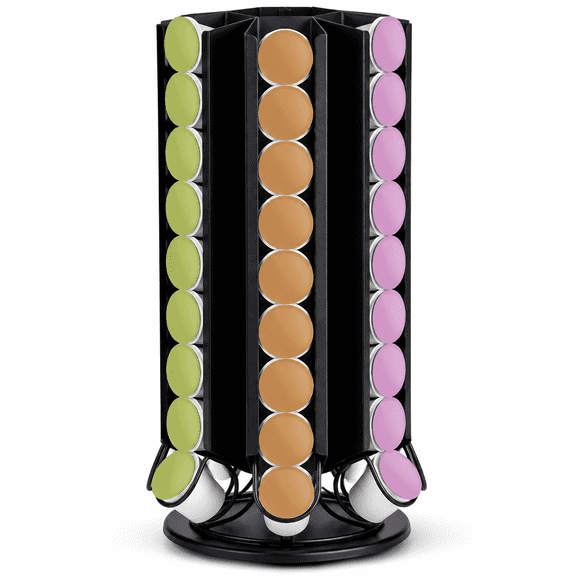 K Cup Holder, Pod Holder Stand Carousel with 360 Degree, 48 Pods Coffee Pod Holder for K Cups Organizer, Black