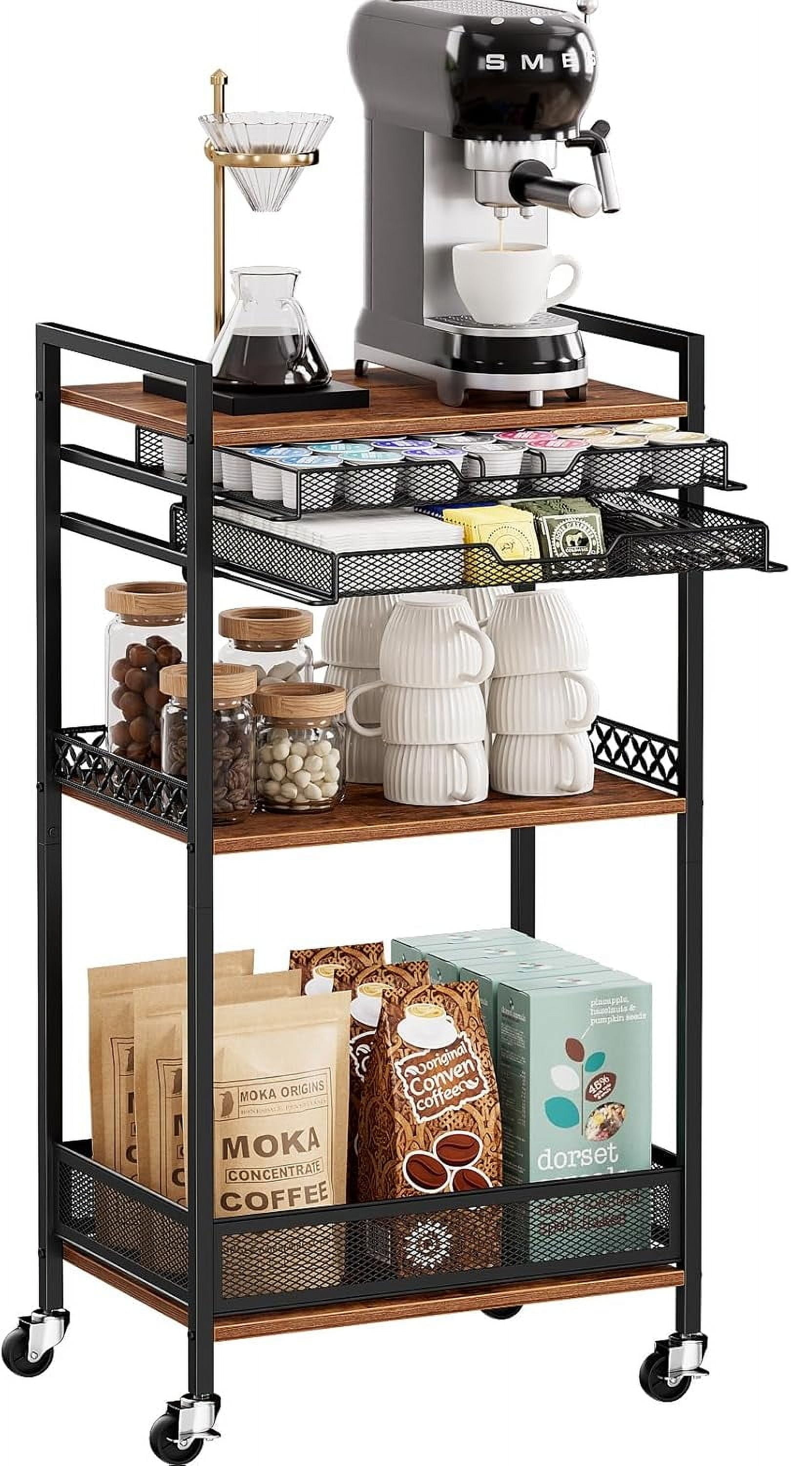 Agirlvct Large Metal K-Cup Pod Holder - Coffee Bar Organizer, 7.5" Cube Basket, Black