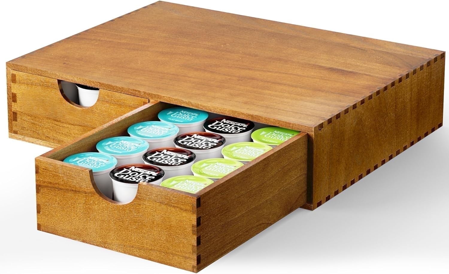 Gijjgole K Cup Organizer, Solid Wood Coffee Pod Storage Box - 30 Capacity Holder for Counter, Tea Organizer, Drawer Maker Machine Stand for Kitchen, Living Room, Coffee Bar