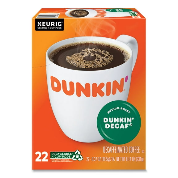 K-Cup Pods, Dunkin' Decaf, 22/box | Bundle of 5