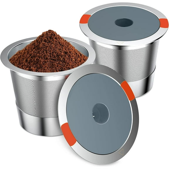 K Cup Reusable Coffee Pods,Reusable K Cups for Keurig 1.0 & 2.0 Single Cup Coffee Makers,Stainless Steel Integrated Mesh Strainer keurig accessories (2 pack)