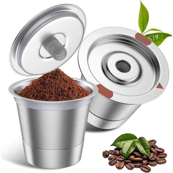 Reusable K Cups for ,Stainless Steel Refillable Coffee Pods - Metal K Cup Reusable Coffee Filter for K-Classic K-Elite K-Express K-Mini 1.0 & 2.0, BPA Free (2 pack)