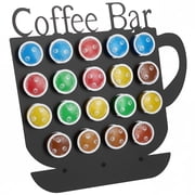 Black Metal K Cup Holder – 19‑Slot Coffee Pod Organizer, Vertical Capsule Rack, Countertop Storage Display for Kitchen, Office & Home Coffee Bar